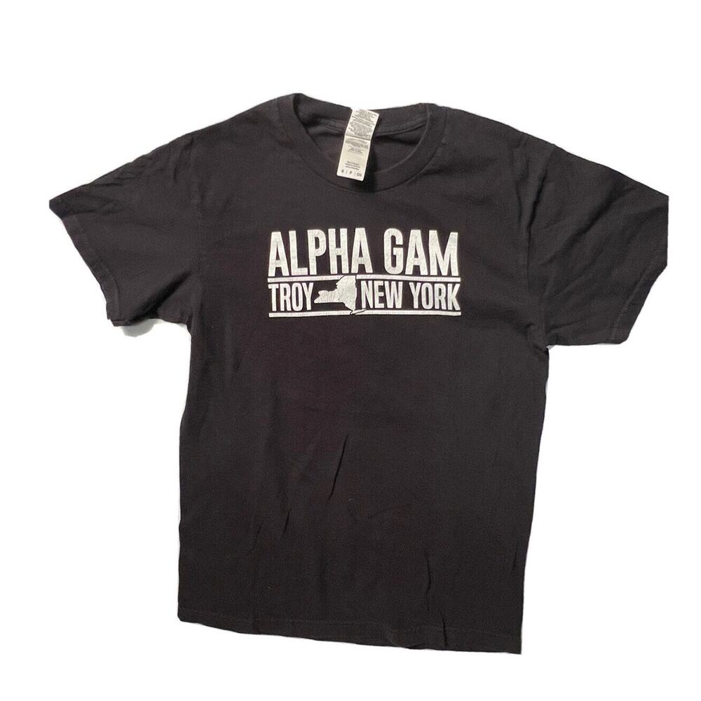 GILDAN Women's T Shirt Size S Sorority‎ Crewneck Alpha Delta Gamma